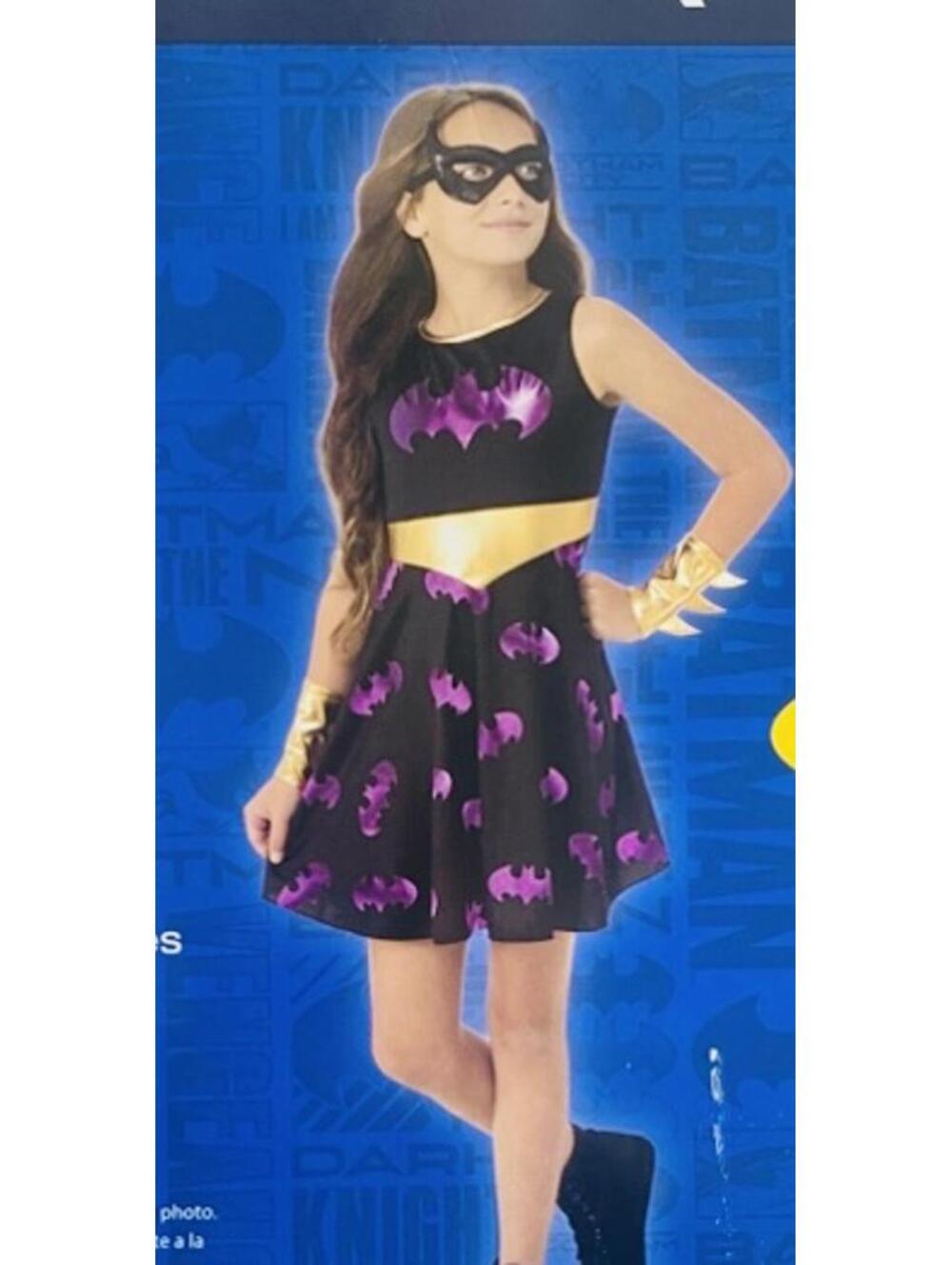 Batgirl Costume Girls XS 4 5 Dress Mask Gauntlets
